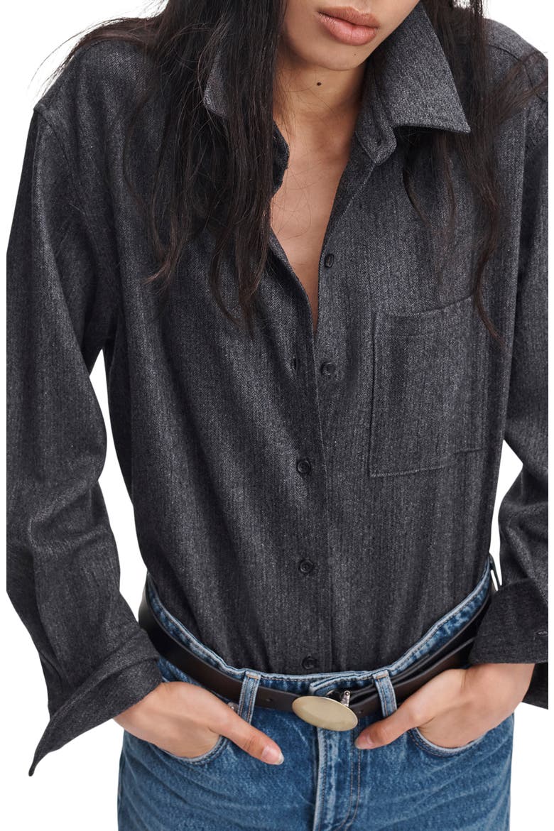 Connie Tailored Wool & Cashmere Shirt, Alternate, color, CHARCOAL MULTI