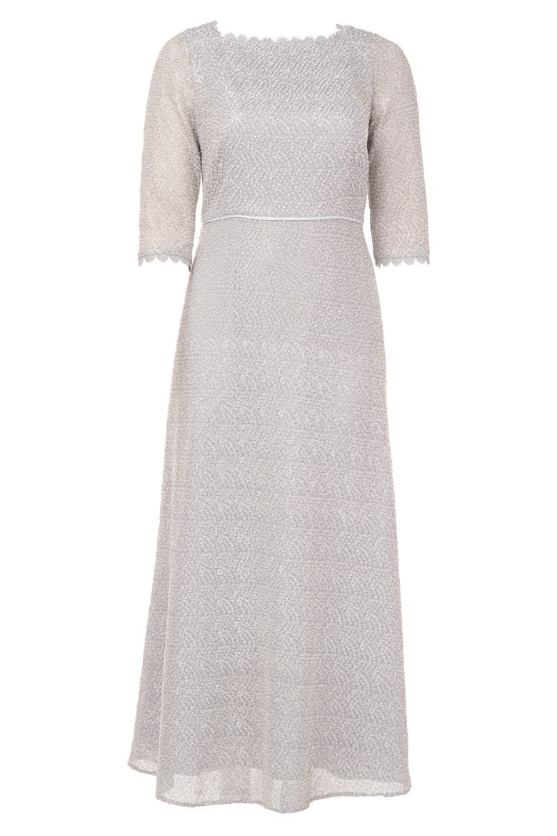 Metallic Lace A-Line Gown, Alternate, color, SILVER