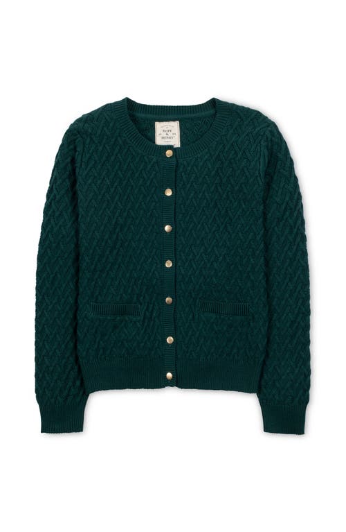 Hope & Henry Organic Herringbone Stitch Cardigan Sweater In Green