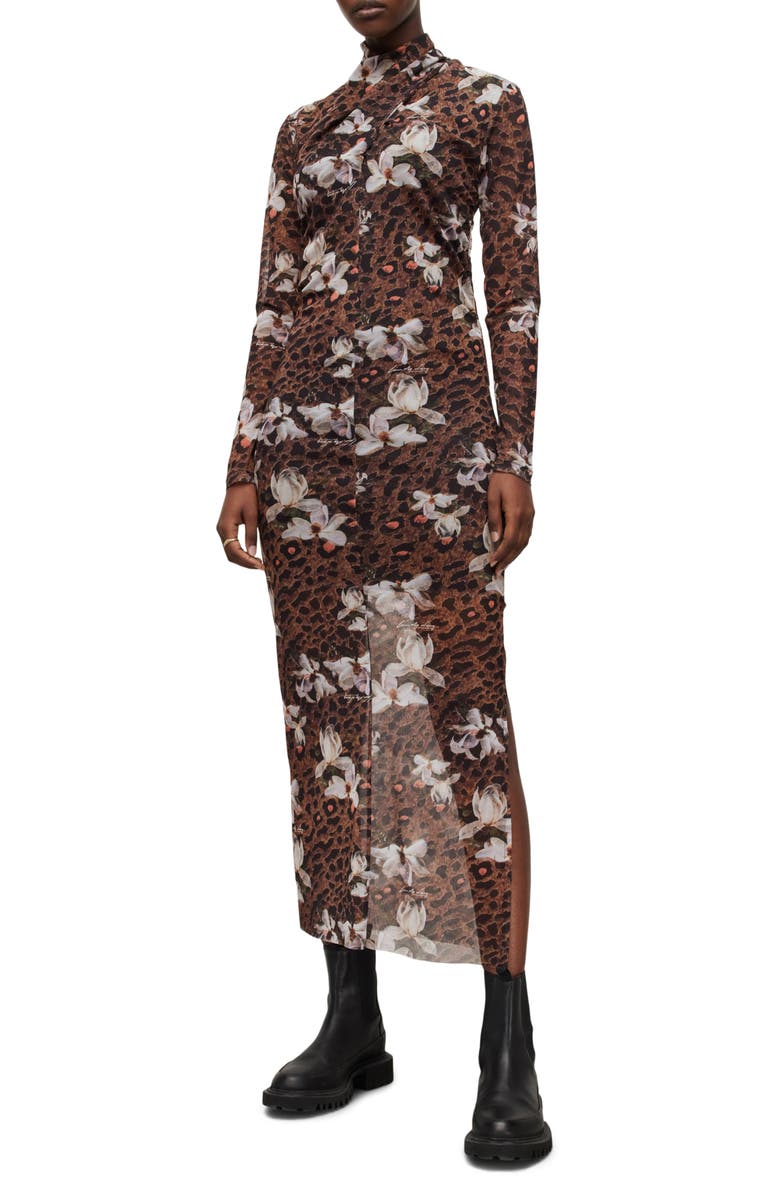 AllSaints Tia Alessandra Long Sleeve Midi Dress, Main, color, 