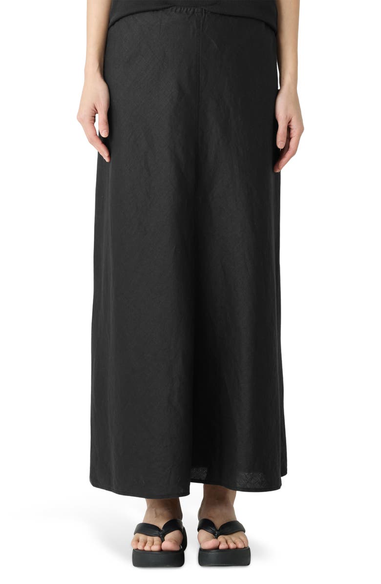 Eileen Fisher Bias Cut Organic Linen A-Line Skirt, Main, color, 