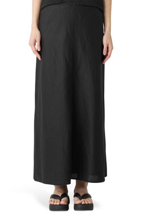 Bias Cut Organic Linen A-Line Skirt