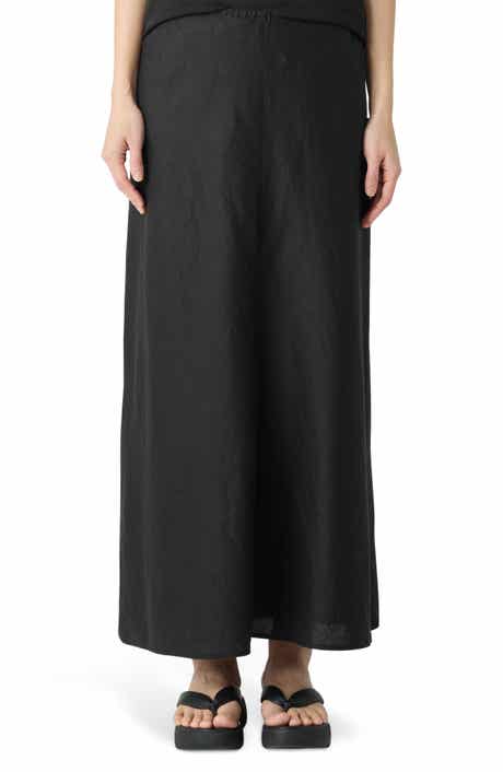 Eileen Fisher Bias Cut Organic Linen A-Line Skirt