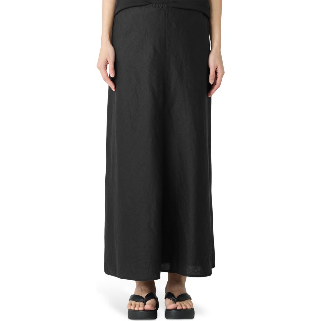 Eileen Fisher Bias Cut Organic Linen A-line Skirt In Black