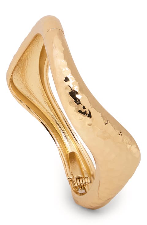 Wavy Hammered Hinged Cuff Bracelet