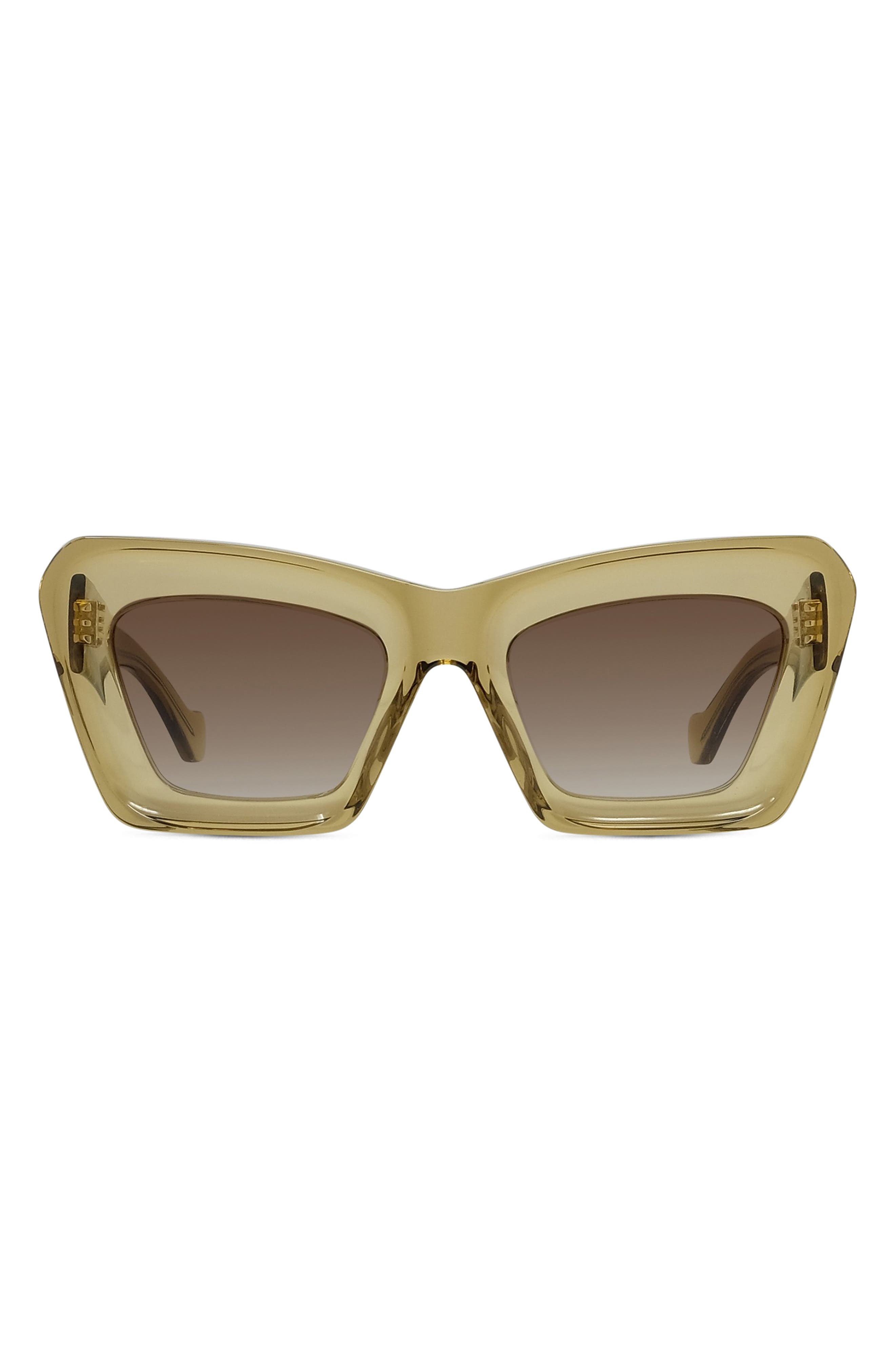 Loewe Chunky Anagram 46mm Rectangular Sunglasses In Green