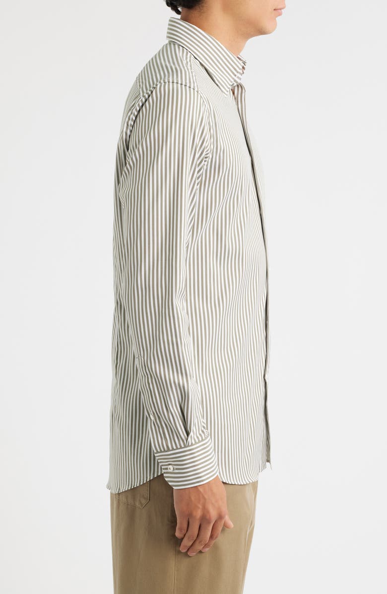 BOSS Hays Slim Fit Stripe Stretch Cotton Dress Shirt, Alternate, color, Open Green