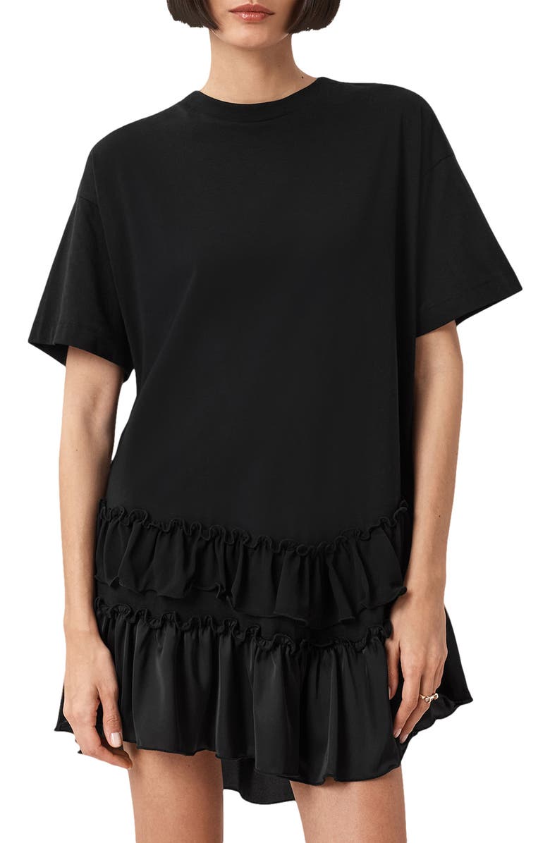 AllSaints Feyre Ruffle Tiered Cotton T-Shirt Minidress, Alternate, color, 