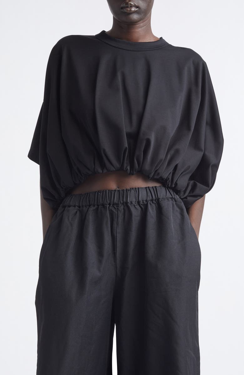 Noir Kei Ninomiya Bubble Hem Cotton Ponte Crop Top, Main, color,