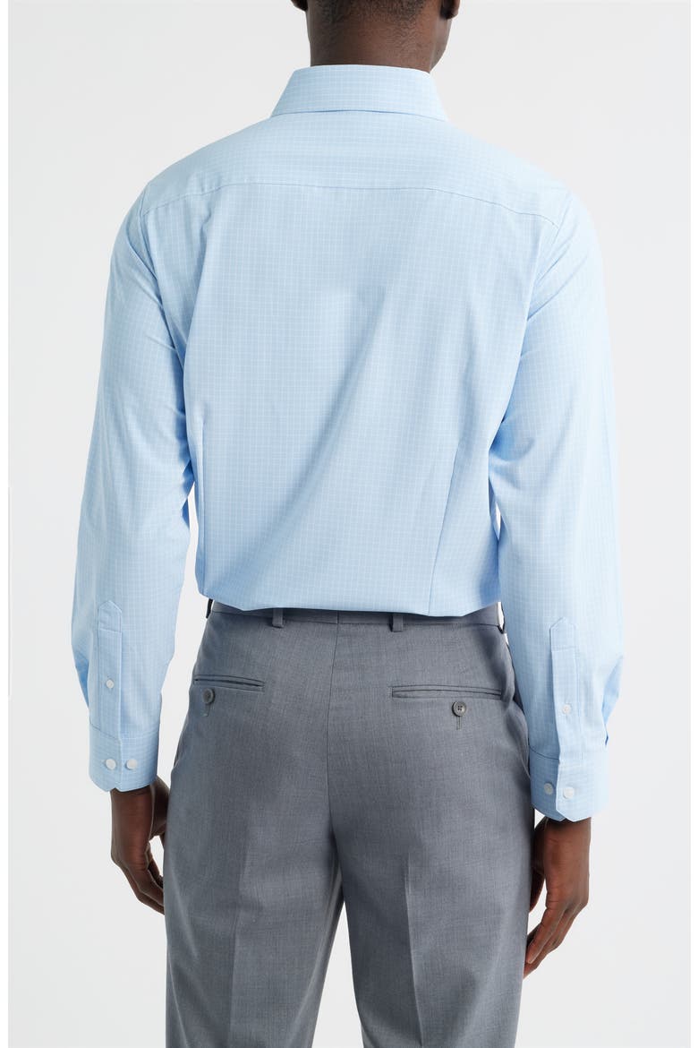 Leeward Trim Fit Grid Performance Button-Up Shirt, Alternate, color, CLOUD BLUE MINI GRID