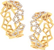 Haus of Brilliance 14K Yellow Gold 3/4 Cttw Diamond Honeycomb Hoop Earrings - 24MM