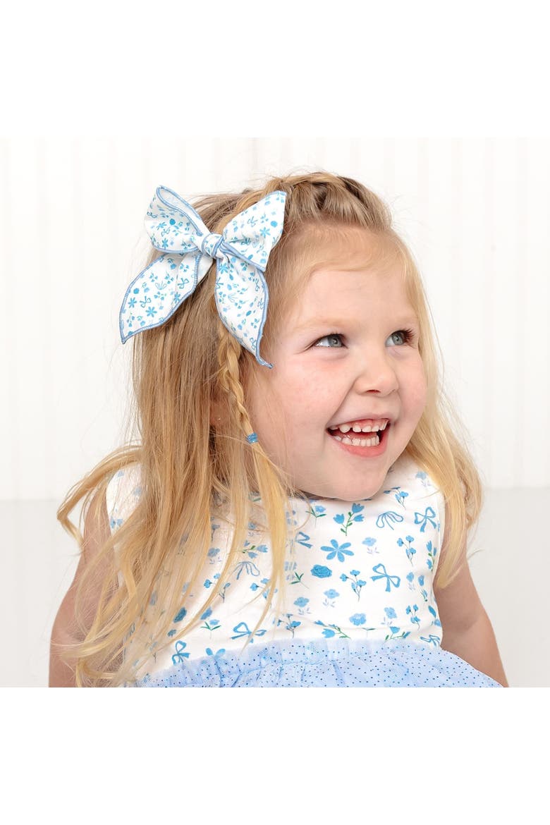 Sky Floral Bow Clip, Alternate, color, Blue