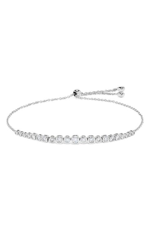 14K White Gold Bezel Diamond Slider Bracelet - 0.56ct.