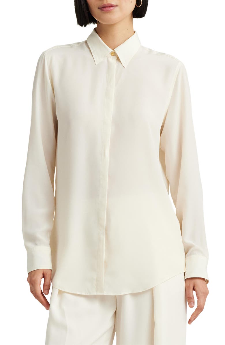Lauren Ralph Lauren Classic Fit Crepe Shirt, Main, color, 
