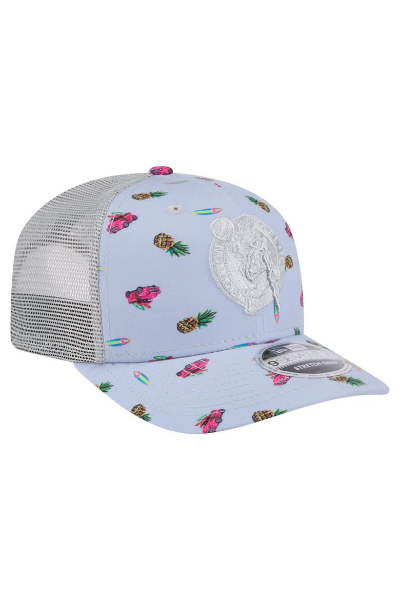 Men's New Era Light Blue/Gray Boston Celtics Adventure Aloha Pattern 9SEVENTY Stretch-Snap Hat, Alternate, color, Light Blue