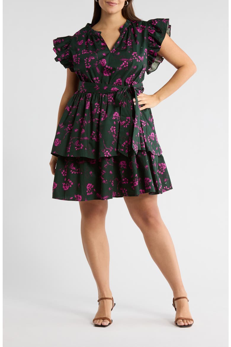Close To You Marisol Tiered Dress, Main, color, FOREST-PINK
