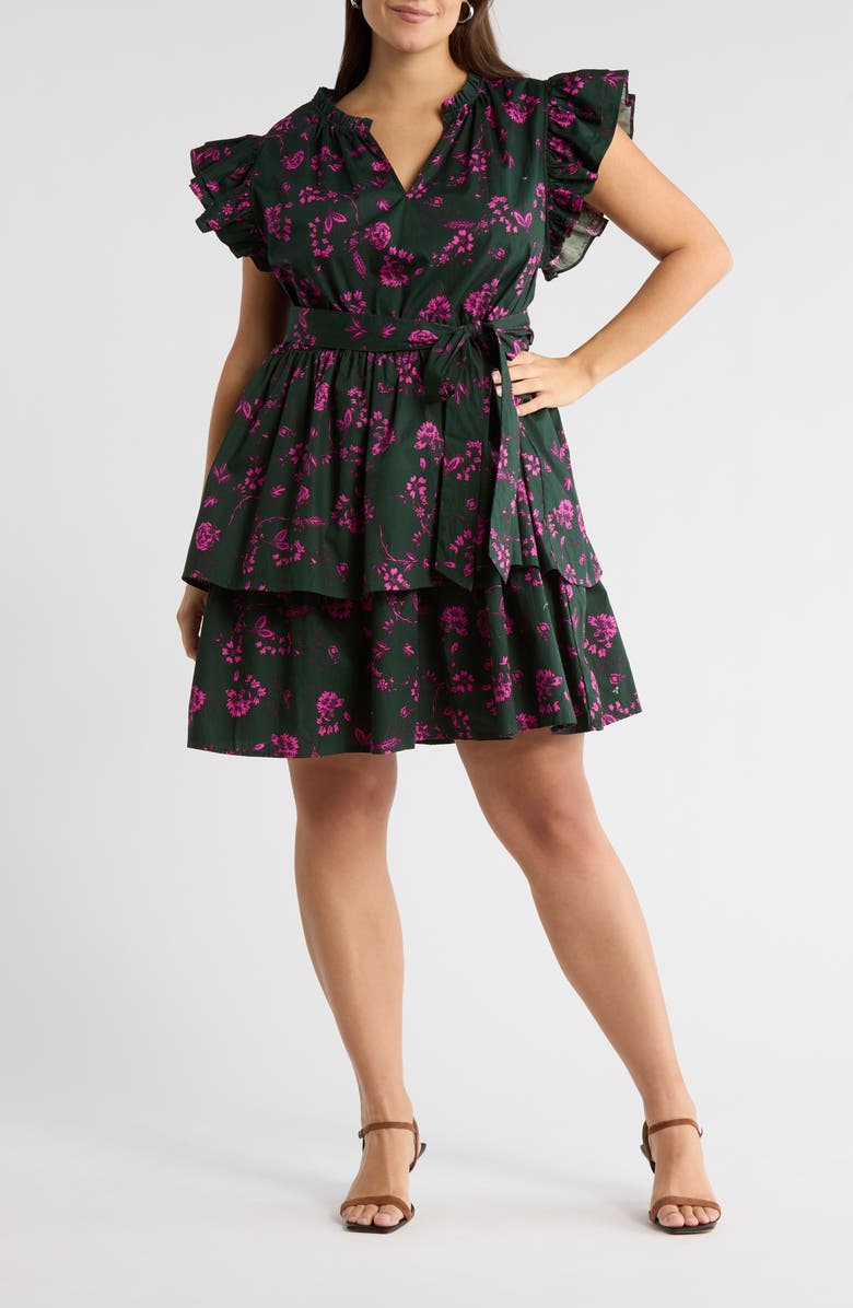 SUGARLIPS Close To You Marisol Tiered Dress, Main, color, Forest-Pink