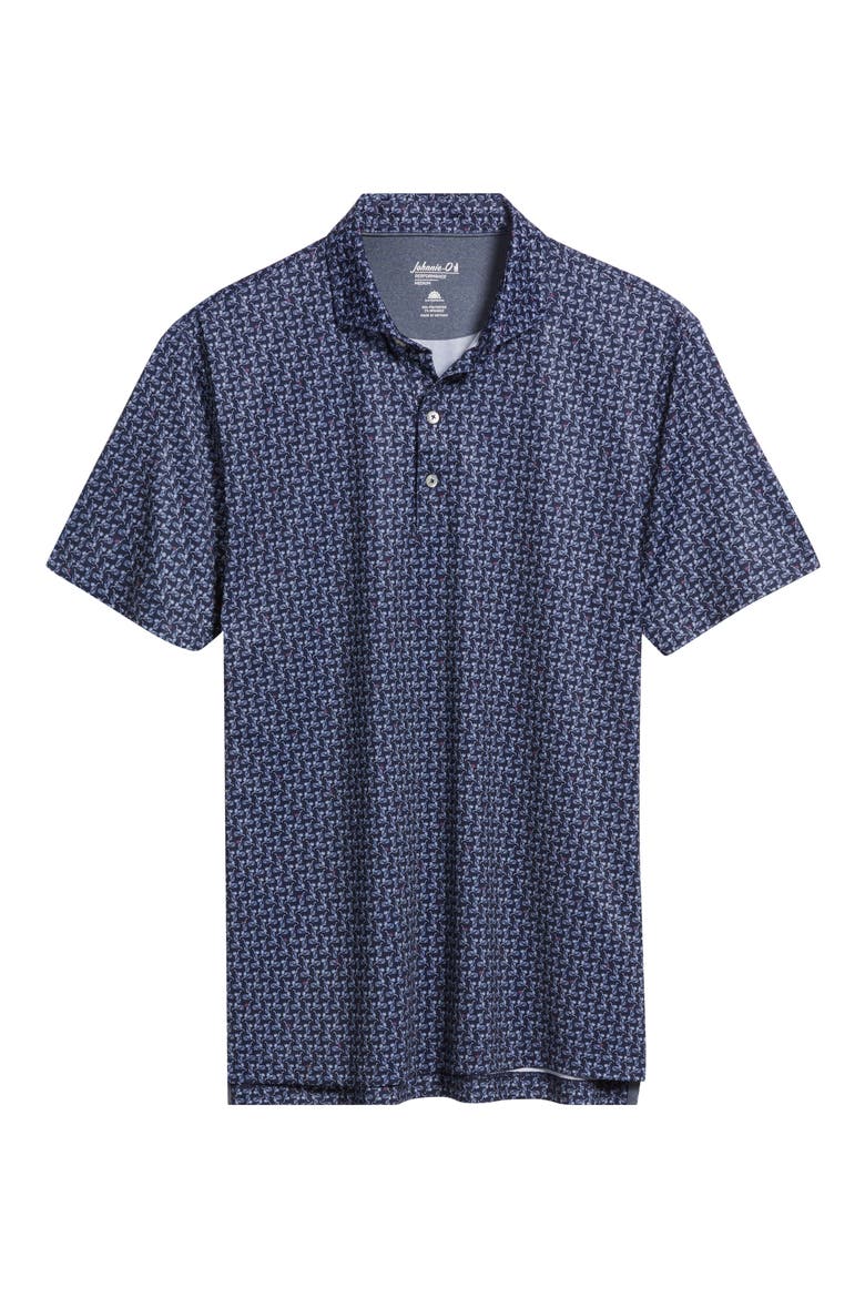 Minty Cocktail Print Performance Jersey Polo, Alternate, color, NAVY