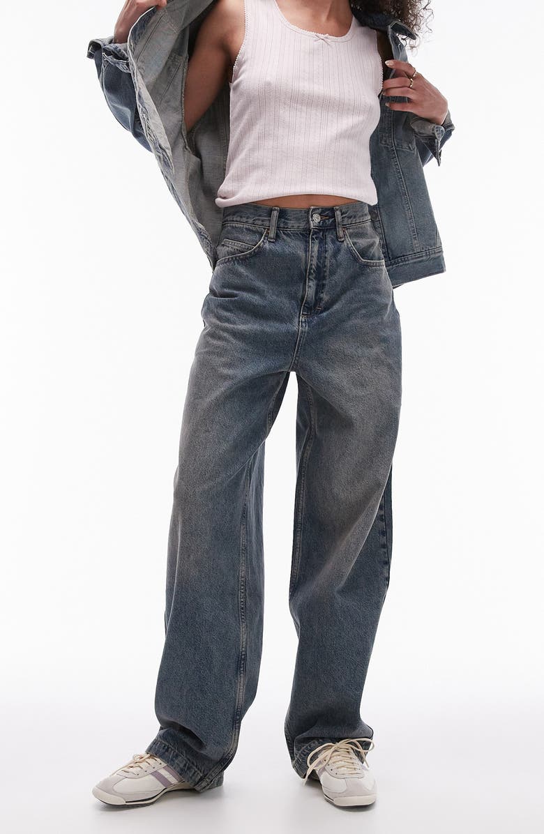 Topshop Baggy Straight Leg Jeans, Main, color, 