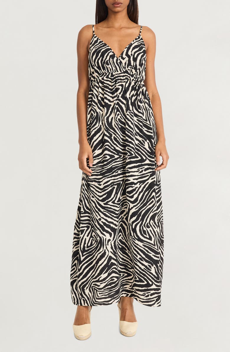 The Good Journey Animal Print Maxi Dress, Main, color, Cream/ Black