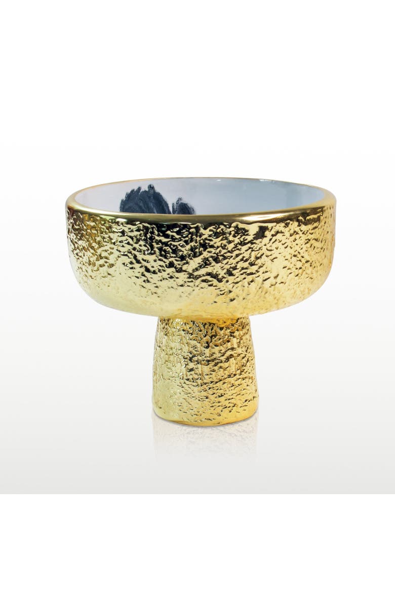Bianco Nero Pedestal Bowl, Alternate, color, White
