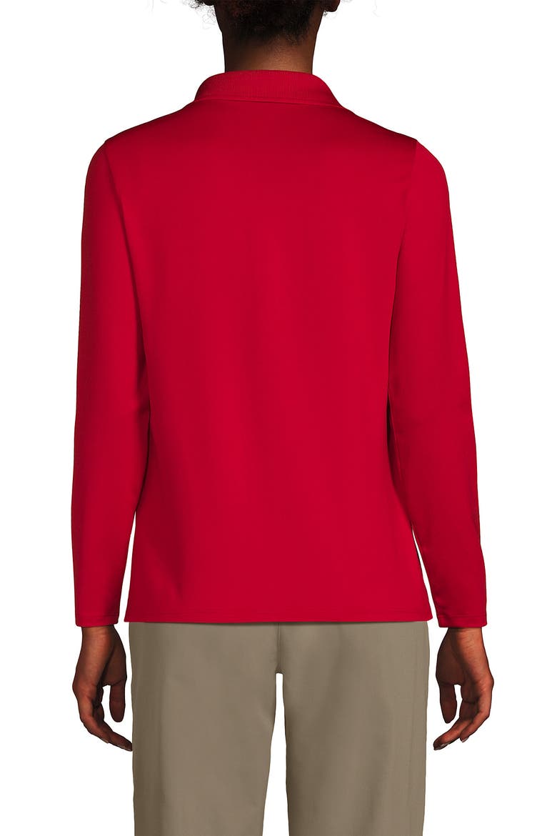School Uniform  Long Sleeve Feminine Fit Rapid Dry Polo Shirt, Alternate, color, Red