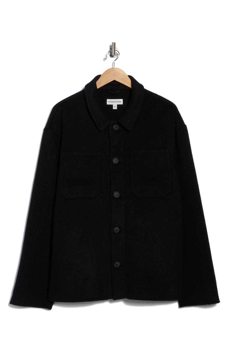 Nordstrom Wool Blend Shirt Jacket, Alternate, color, Black Rock Heather