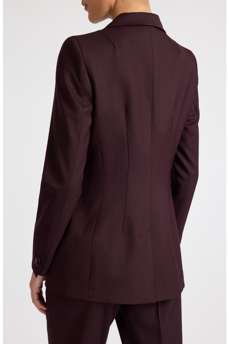 Paco Double-Breasted Six-Button Jacket in Wool Stretch, Alternate, color, RAISIN