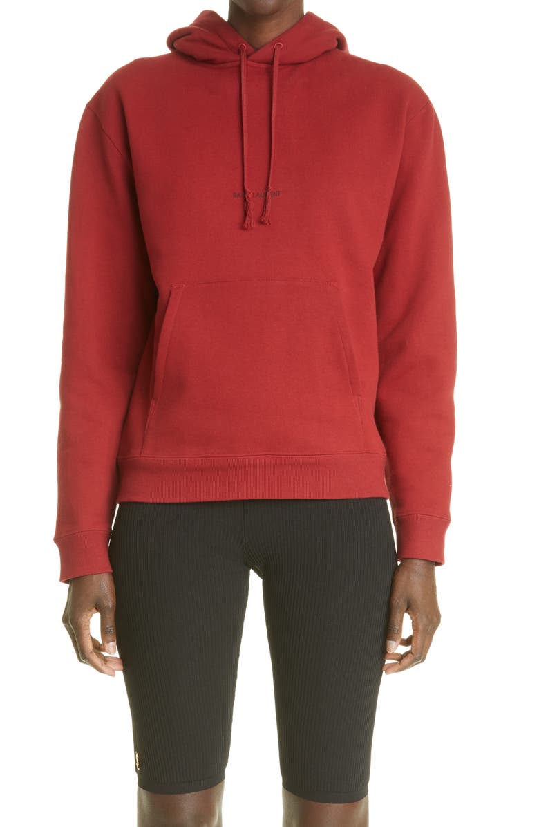 Saint Laurent Women's Logo Cotton Hoodie, Main, color,