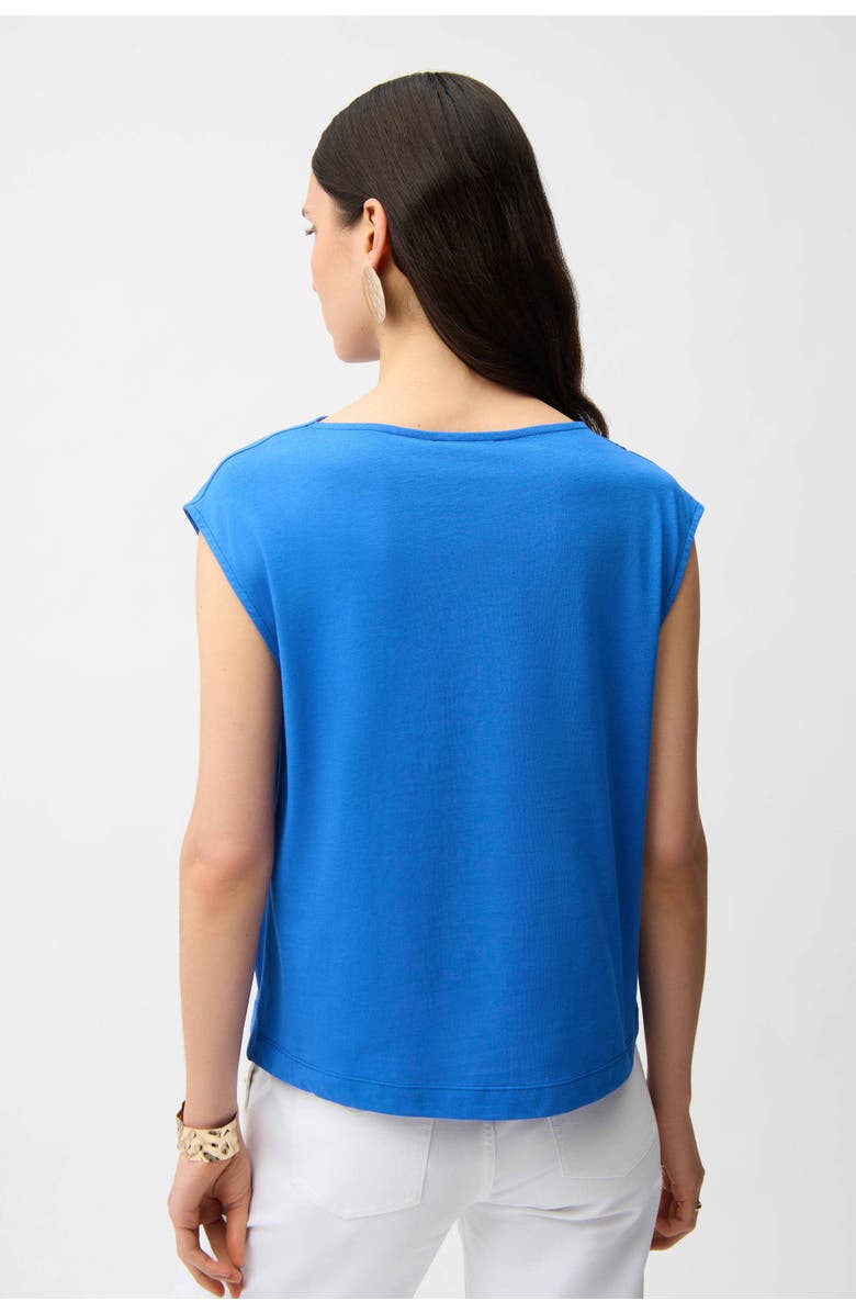 Joseph Ribkoff Cotton Top With Asymmetrical Collar, Alternate, color, Harbor Blue