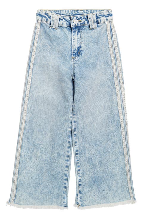 Kids' Lace Band Wide Leg Jeans (Big Kid)