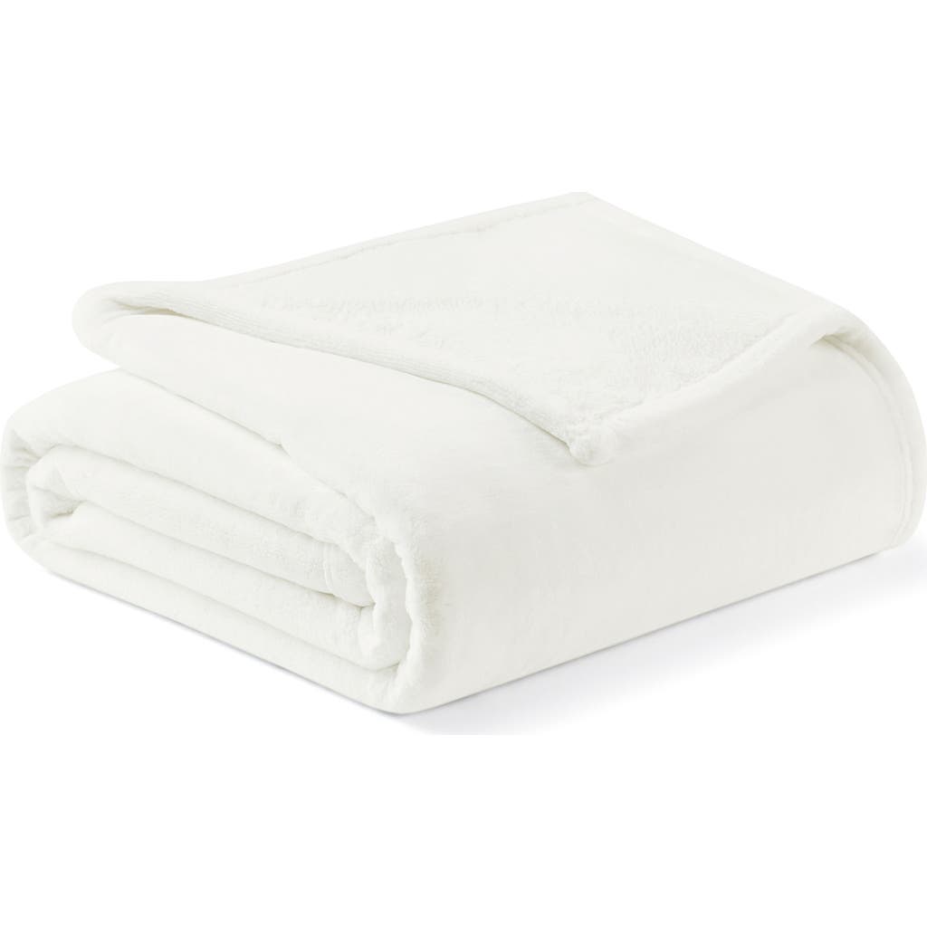 Brookstone Nap Plush Throw Blanket In White