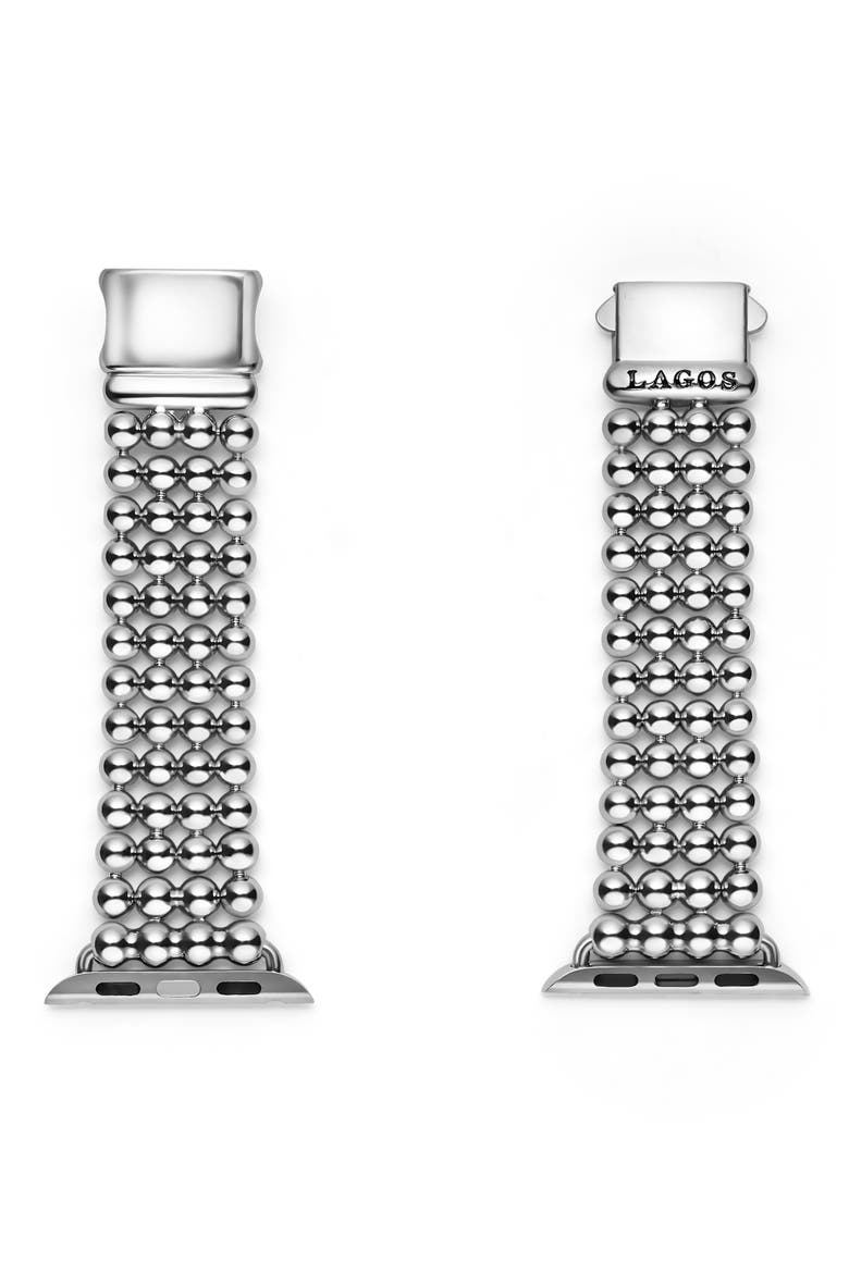 Smart Caviar Beaded Apple Watch® Watchband, Main, color, SILVER