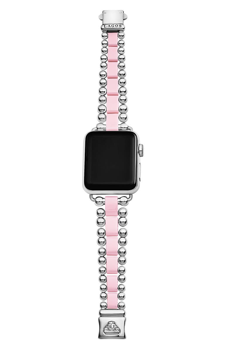LAGOS Smart Caviar Ceramic & Stainless Steel Apple Watch<sup>®</sup> Bracelet Watchband, Alternate, color, Caviar Pink