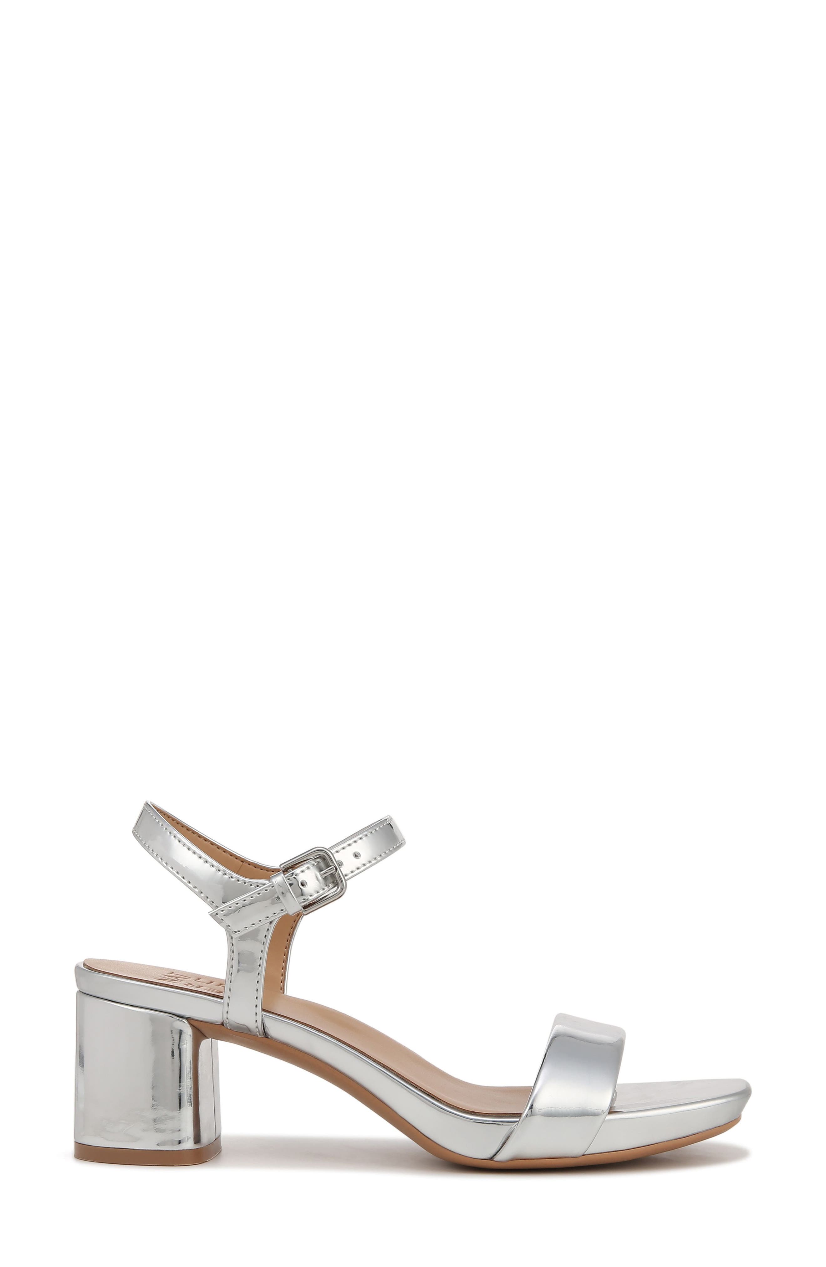 Naturalizer Izzy Ankle Strap Sandal, Alternate, color, Silver Faux Leather