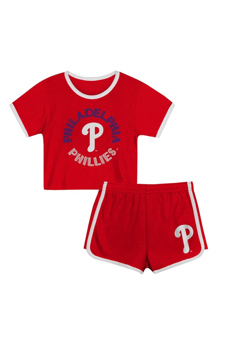 Outerstuff Girls Preschool Red Philadelphia Phillies Double Run T-Shirt & Shorts Set, Main, color, Red