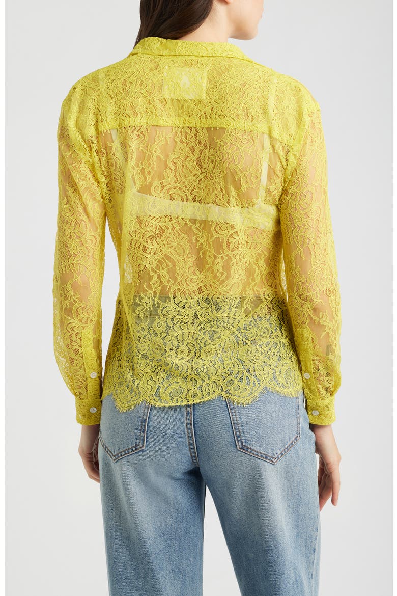 Slim Fit Lace Button-Up Shirt, Alternate, color, YELLOW RASCHEL LACE