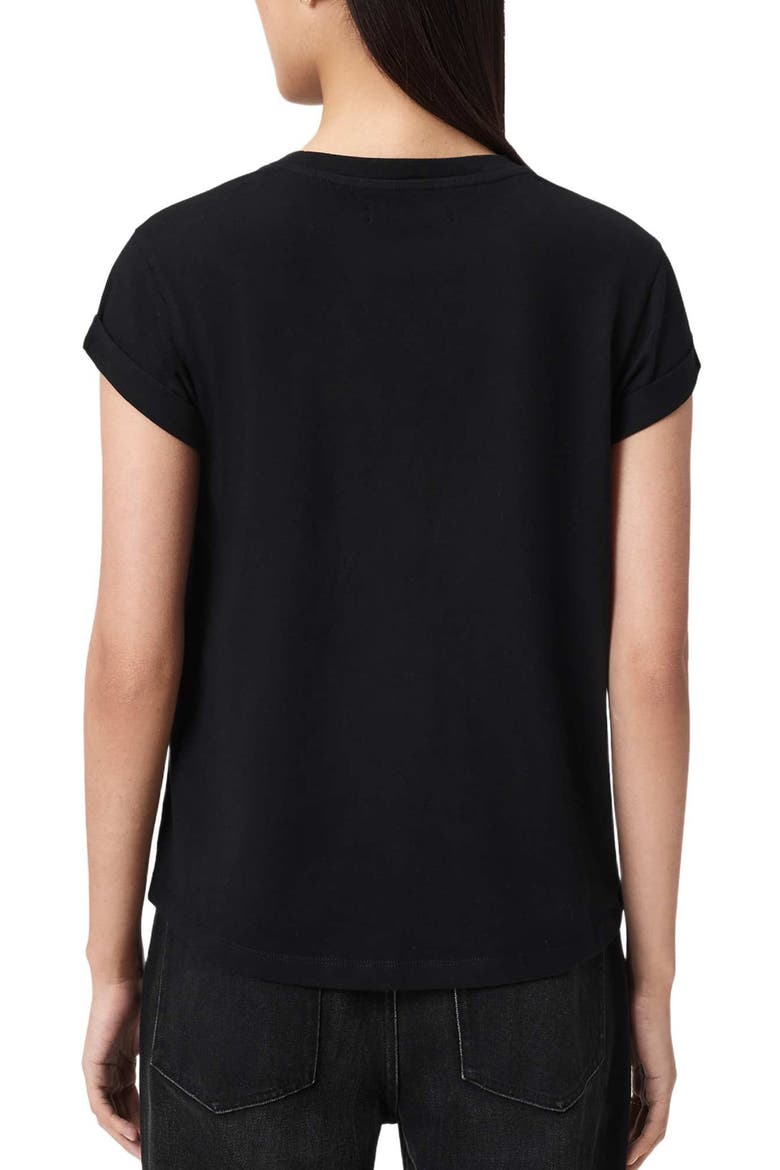 Andrea Anna Embellished Beaded Heart T-Shirt, Alternate, color, BLACK