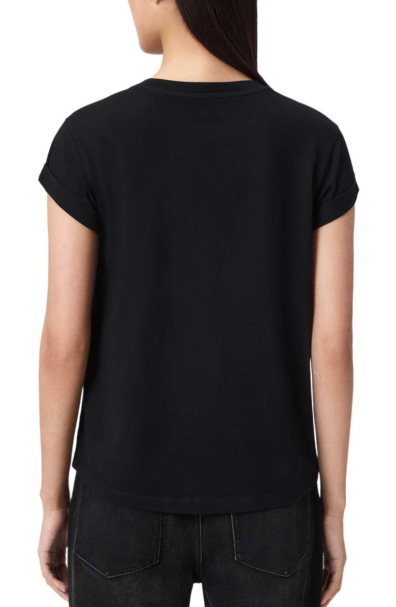 AllSaints Andrea Anna Embellished Beaded Heart T-Shirt, Alternate, color, Black