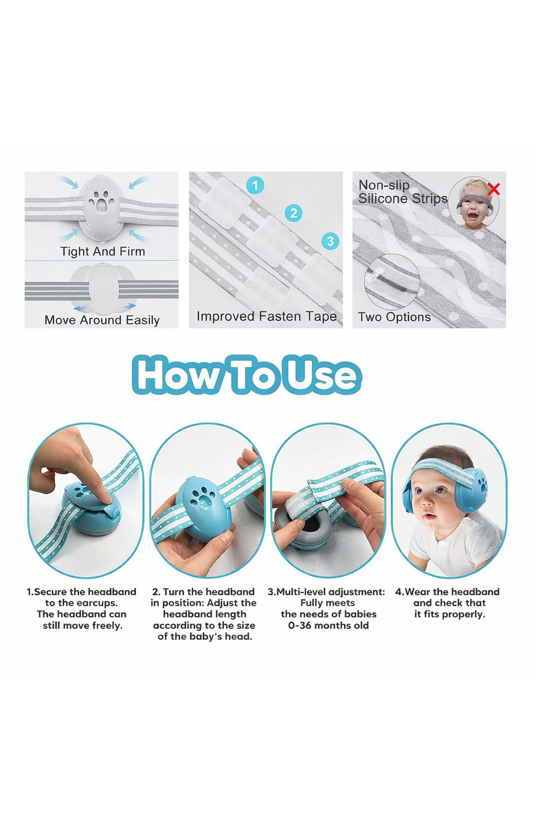 Sperric Lightweight Ultra Soft Baby Earmuffs with Travel Bag, Alternate, color, 