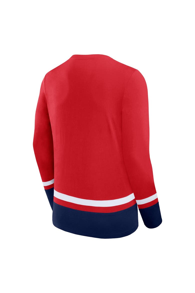 Men's Fanatics Branded Red Washington Capitals Back Pass Lace-Up Long Sleeve T-Shirt, Alternate, color, Red