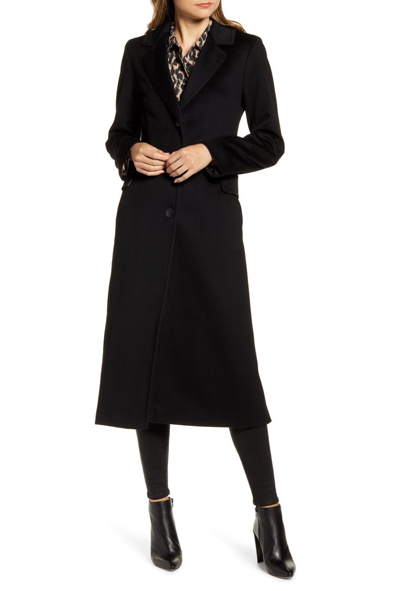 Notch Collar Wool Maxi Coat (Nordstrom Exclusive), Alternate, color, BLACK