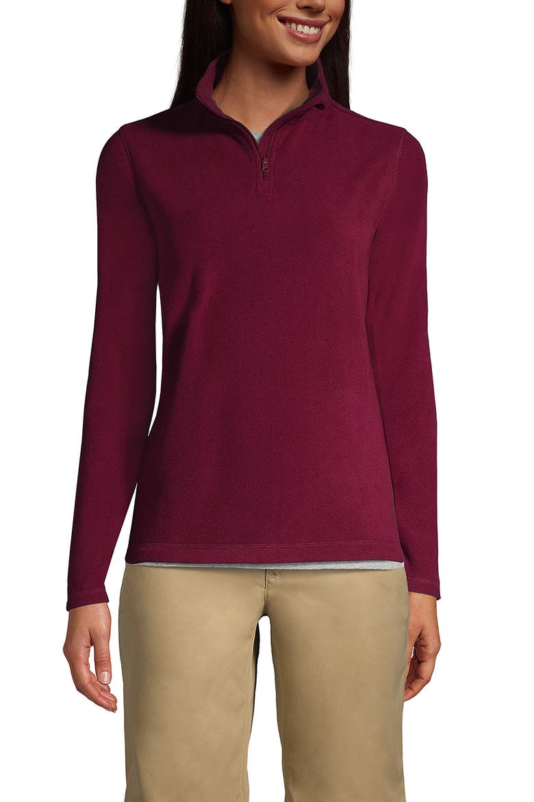 School Uniform Young  Lightweight Fleece Quarter Zip Pullover, Main, color, Burgundy