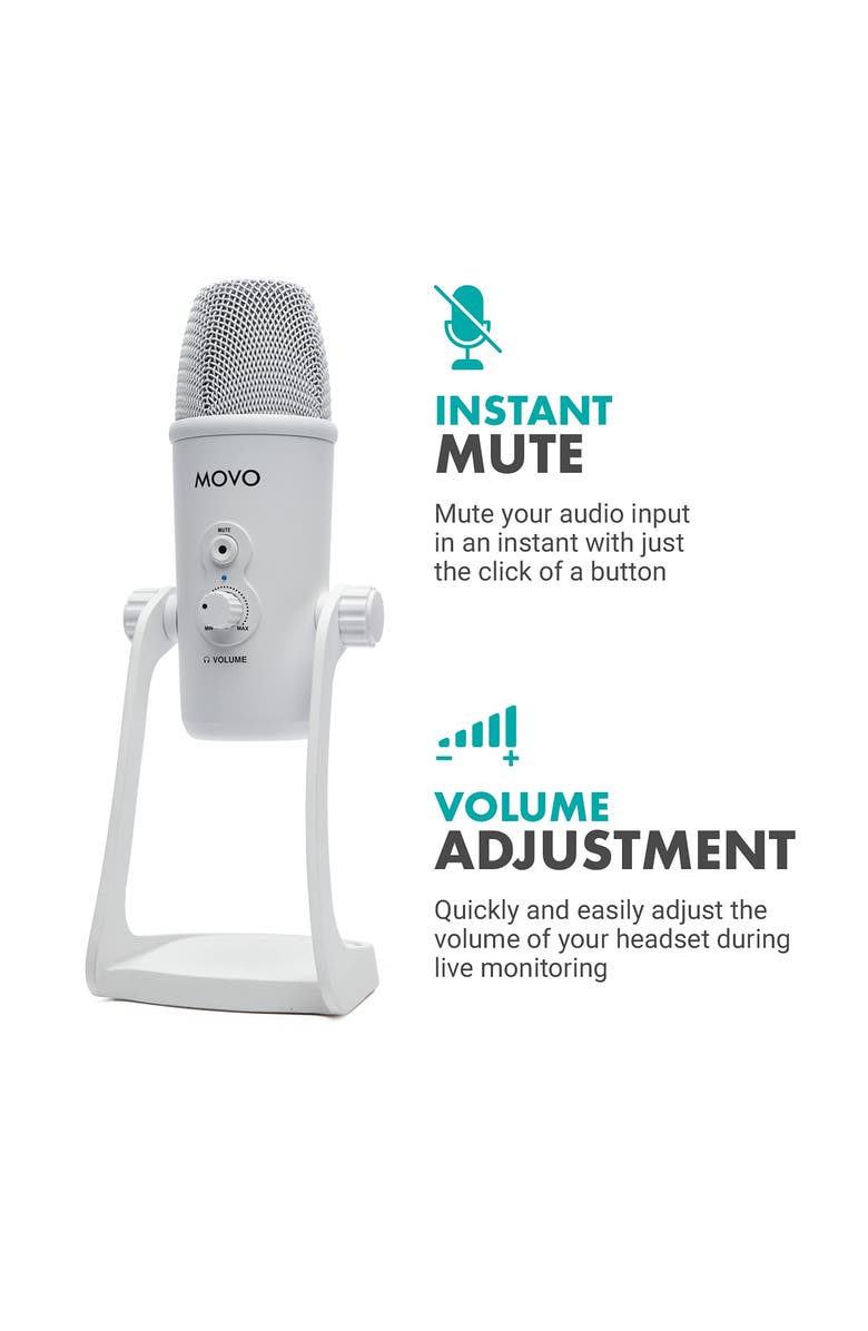 MOVO UM700W White Desktop USB Microphone for Computer, Alternate, color, Black