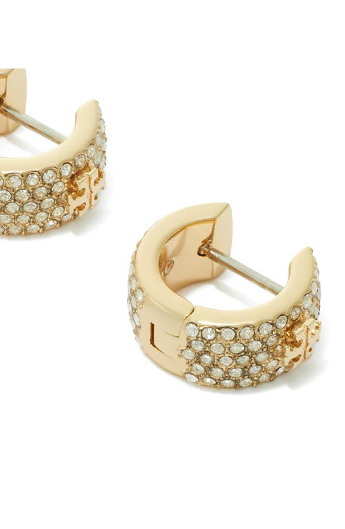 Tory Burch Pavé Huggie Hoop Earrings In Gold