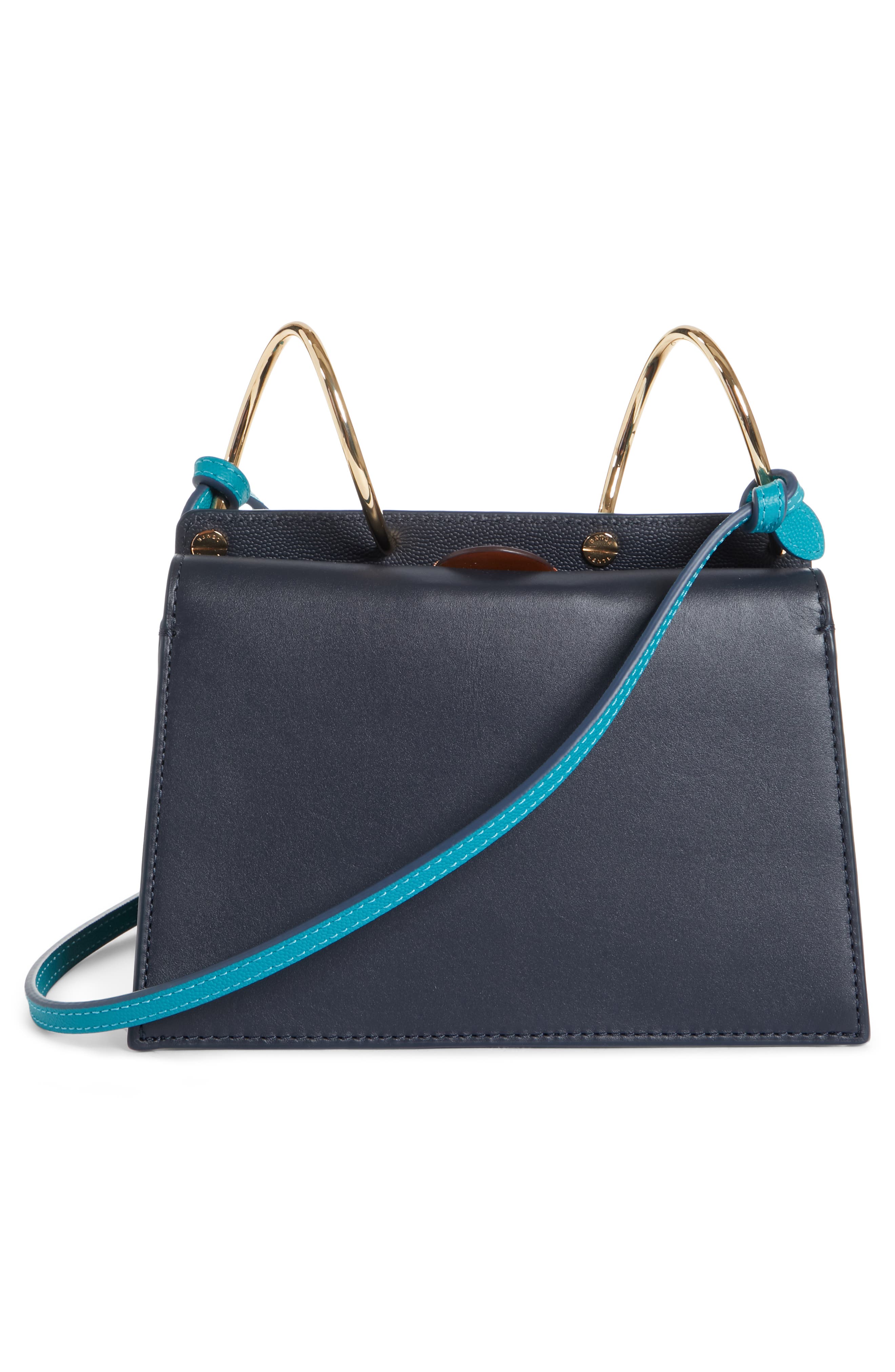 Mini Phoebe Leather Bag, Alternate, color, CURLY SHEARLING WHITE-MARINE