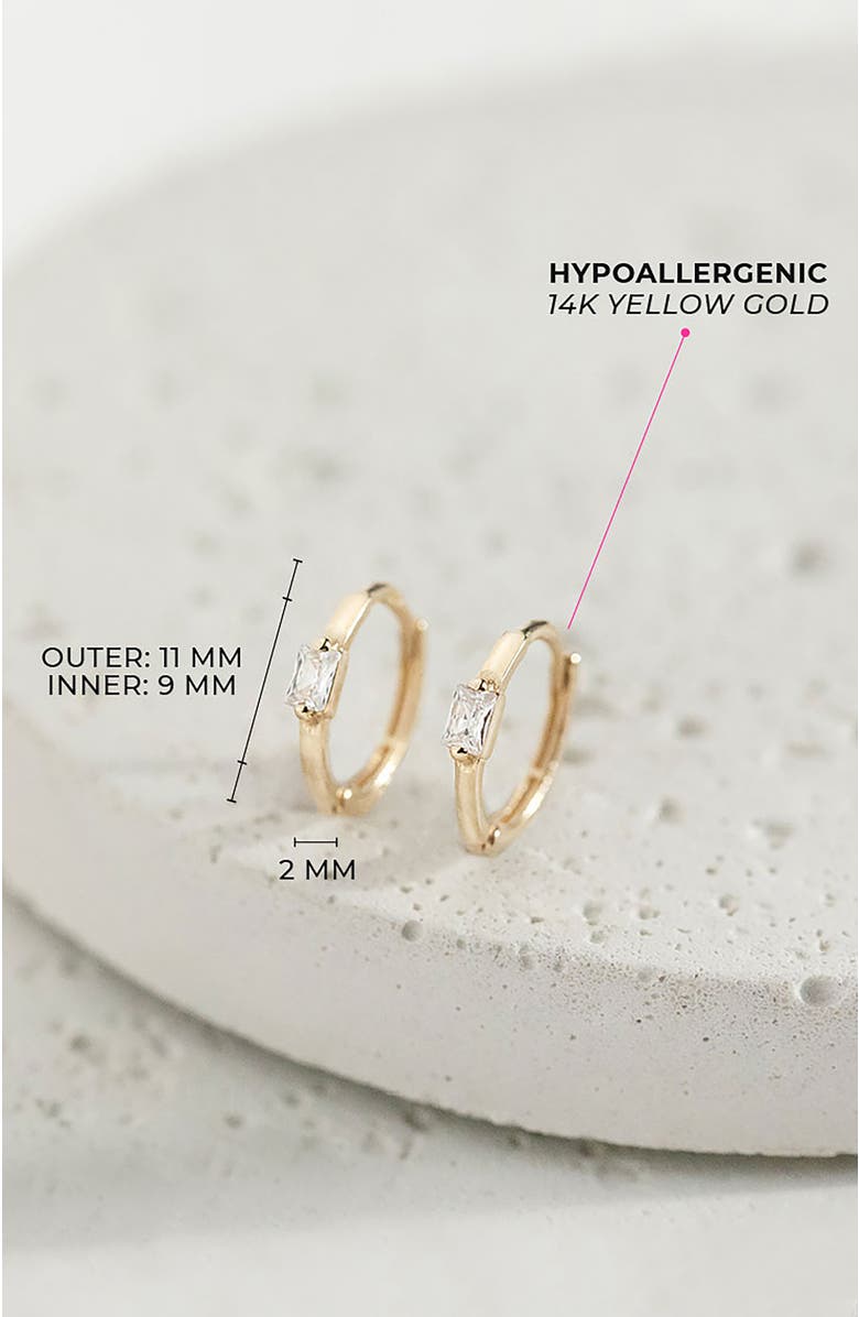 In Season Jewelry 14k Baguette Cut Huggie Earrings, Alternate, color, Gold