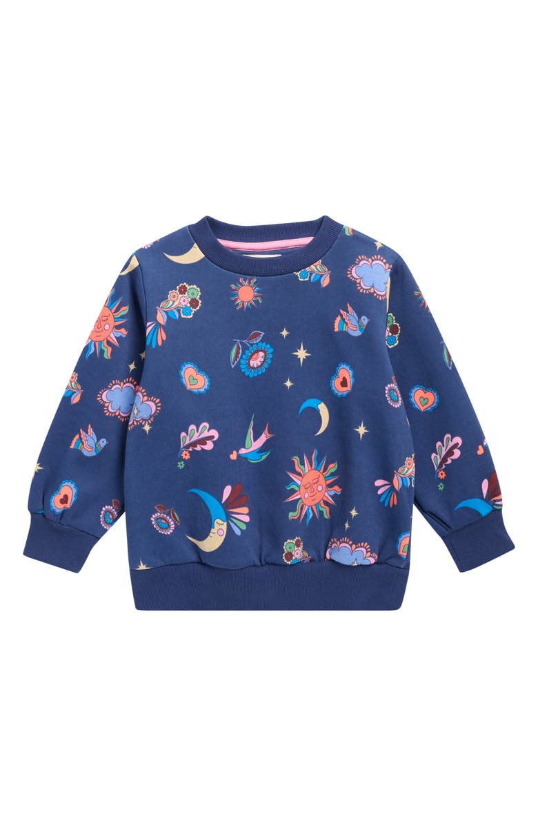 Mini Boden Kids' Relaxed Graphic Sweatshirt, Main, color, College Navy Celestial