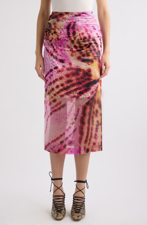 Dries Van Noten Sami Printed Midi Skirt In Fuchsia