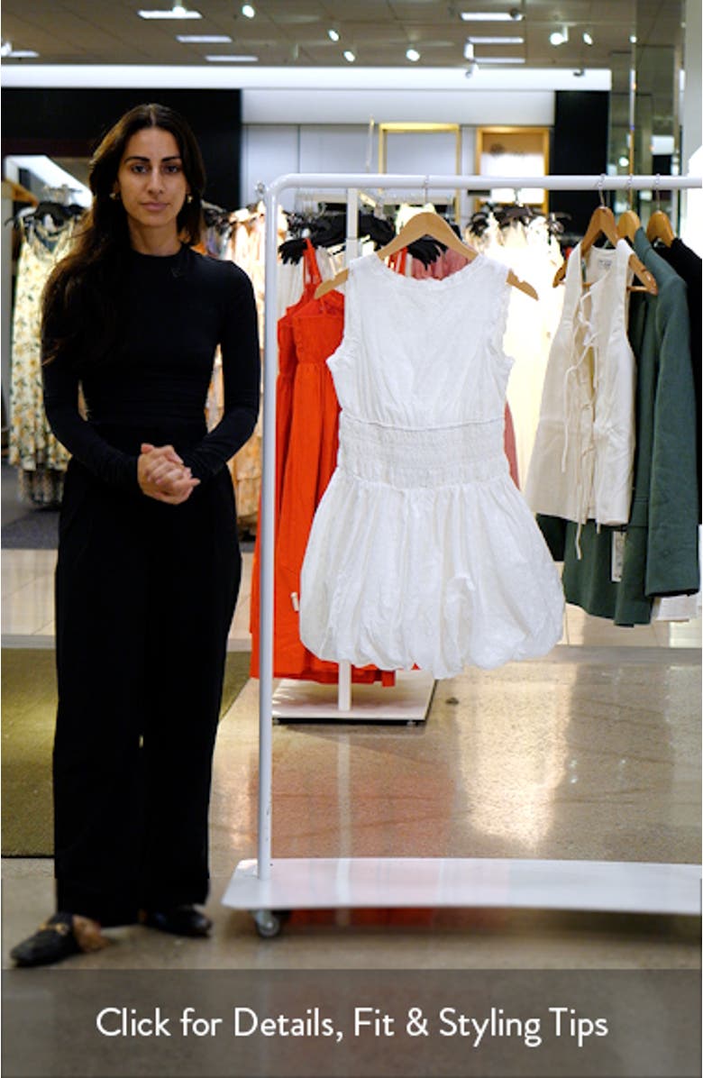 Vittoria Floral Eyelet Embrodiered Bubble Hem Minidress, sales video thumbnail